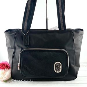 NWT COACH Nylon Court Tote Bag - Large Shoulder - Black